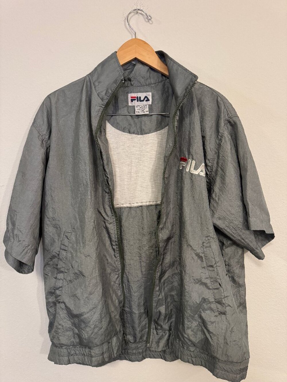 Vintage FILA XL Crinkle Nylon Short Sleeve Windbreaker Jacket